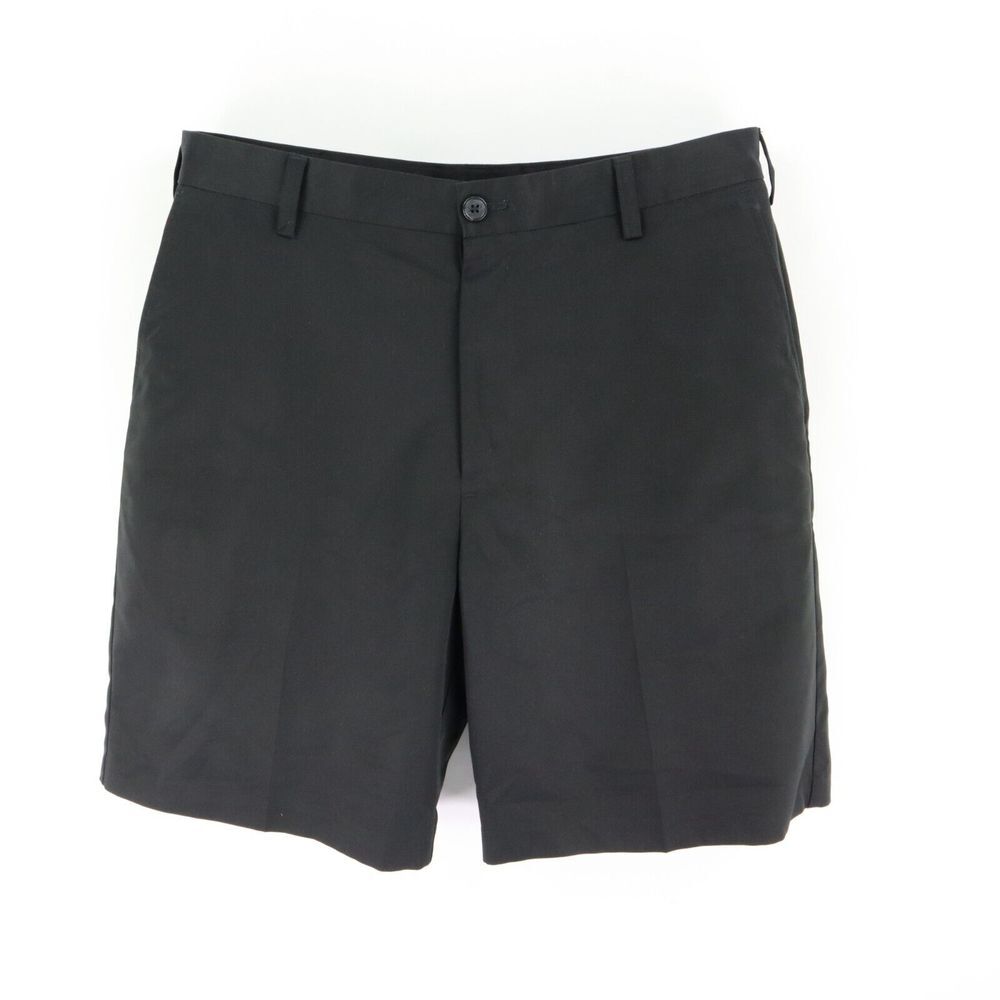 Izod Dress Shorts Mens Size 36 Black 100% Polyester Chino Pockets‎ Belt Loops